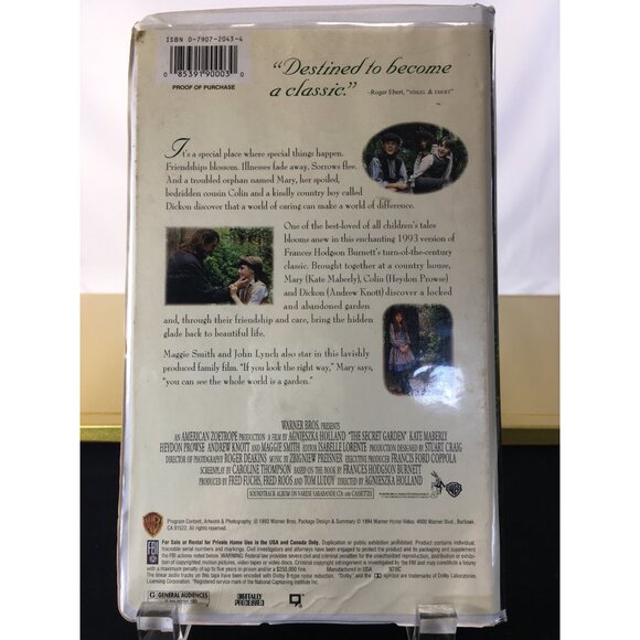The Secret Garden VHS Tape 1994 - Warner Bros - Clamshell Case - Picture 8 of 16